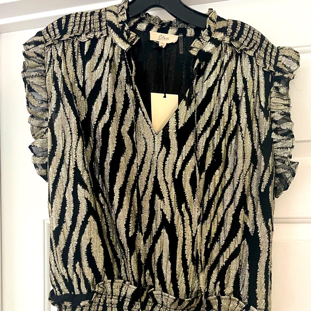Elan metallic and black top Sz L NWT